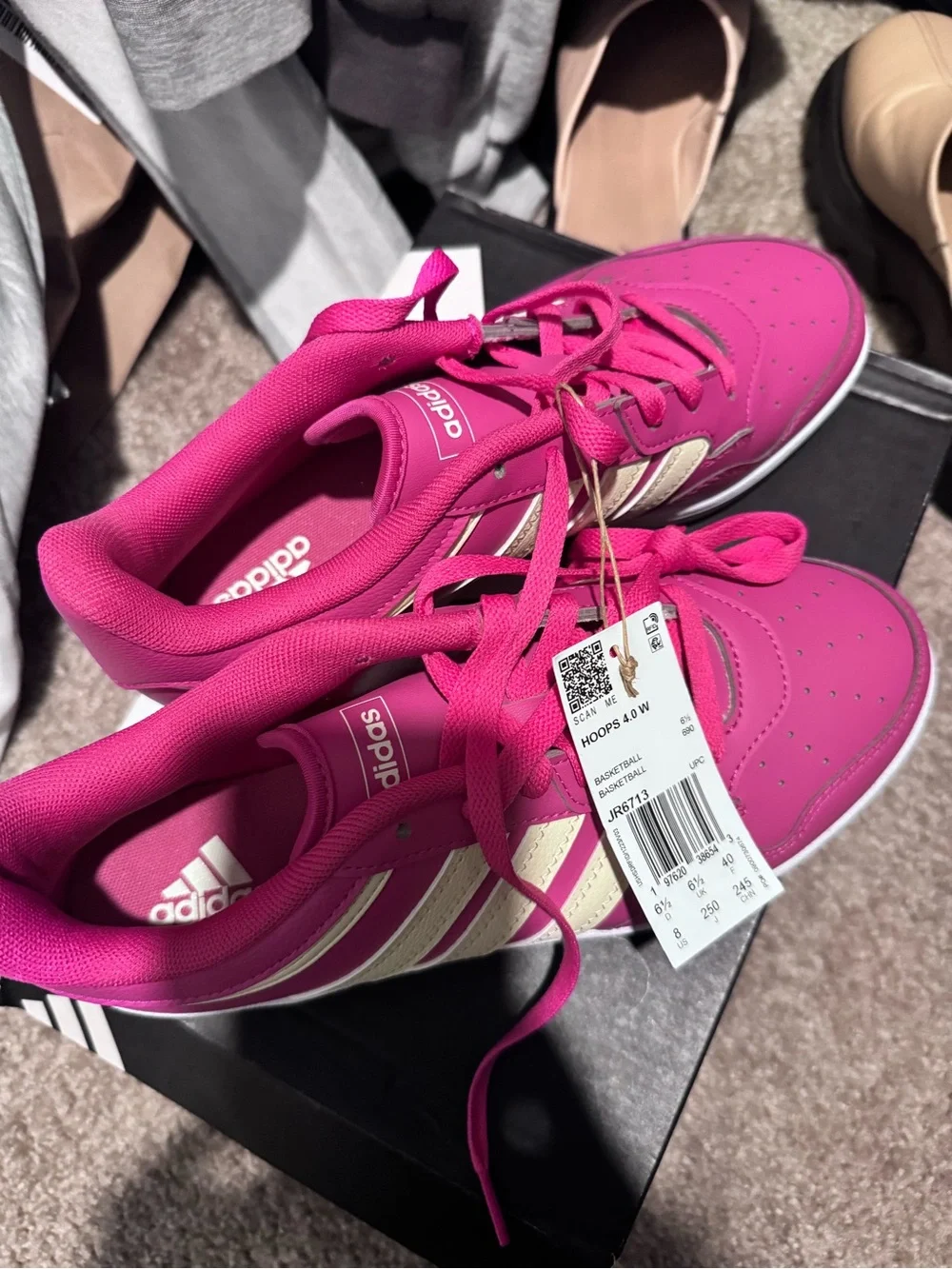 adidas Pink Low-Top Sneakers with Cream Stripes
